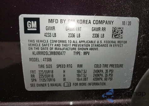 2021 Buick Encore Gx Fwd Select из США, поврежденный, VIN KL4MMDSL3MB090477